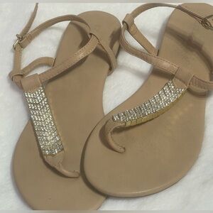 Tan EXPRESS sandles glitzy sparkly